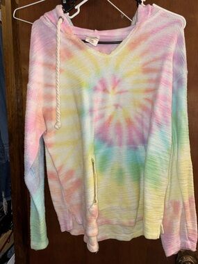 Tie-Dye Pastel Hoodie Sweatshirt - Women's Lightweight Pullover
